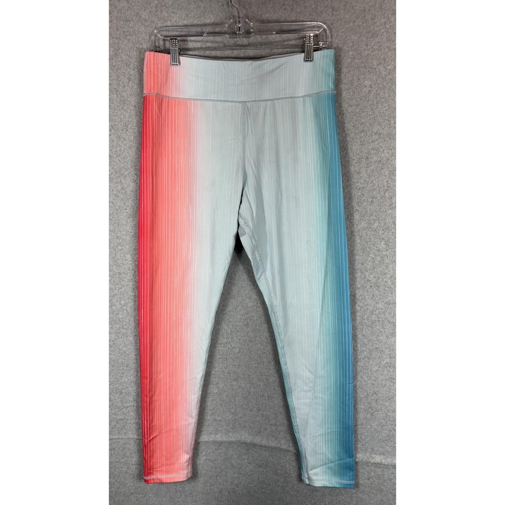 Xersion Leggings Womens Large Red Blue Ombre High Rise Yoga Pants Athletic Gym